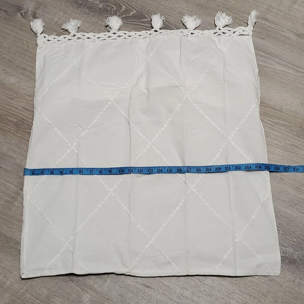 Pottery Barn White Cotton Pillowcase 1 Pom-Pom Detail Good Used